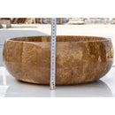 Noce Brown Hand Carved Travertine Vessel Sink 16 Inch Polished