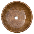 Noce Brown Travertine Natural Stone Circular Vessel Bathroom Sink 16 Inch Round Polished
