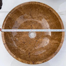 Noce Brown Travertine Natural Stone Circular Vessel Bathroom Sink 16 Inch Round Polished
