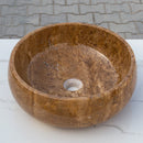Noce Brown Travertine Natural Stone Above Vanity Bathroom Sink Polished (D)16" (H)6" angle view