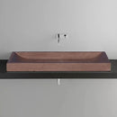 Brown Noce Travertine Rectangular Vessel Sink Honed Surface 16x48x4