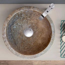 Handcrafted Round Brown Travertine Stone Vessel Sink 12.5