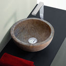 Noce Brown Travertine Natural Stone Round Above Vanity Bathroom Sink (D)12.5" (H)6"