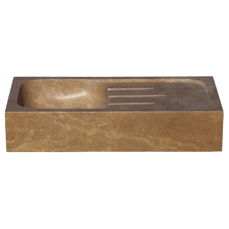 Noce Brown Travertine Rectangular Farmhouse Sink Honed and Filled (W)18" (L)36" (H)7" product shot