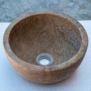 Noce Brown Travertine Natural Stone Round Above Vanity Bathroom Sink (D)12.5" (H)6" angle view