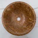 Noce Brown Travertine Powder Room Above Vanity V-Shape Tapered Sink (D)16" (H)6" top view