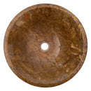 Noce Brown Travertine Powder Room Above Vanity V-Shape Tapered Sink (D)16" (H)6" top view product shot