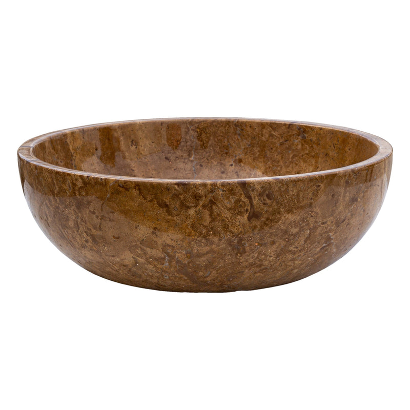 Noce Brown Travertine Natural Stone Above-vanity Bathroom Sink Polished (D)16" (H)6" product shot side view