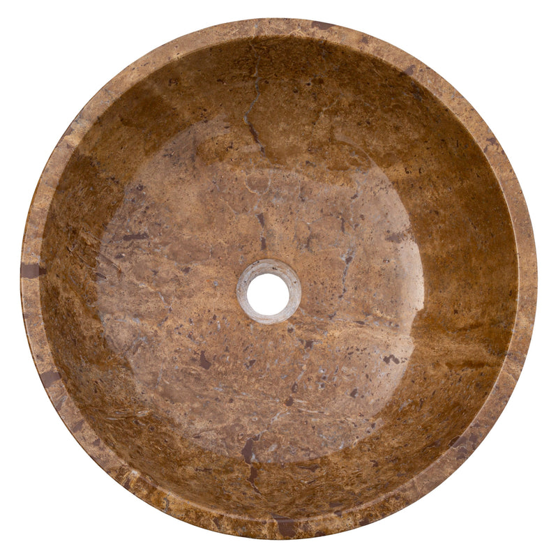 Noce Brown Travertine Natural Stone Above-vanity Bathroom Sink Polished (D)16" (H)6" product shot top view