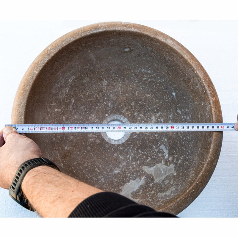 noce travertine drop in sink NTRSTC12 D16 H6 diameter measure view