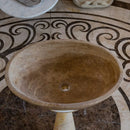 Noce Brown Travertine Natural Stone Oval Above Vanity Bathroom Sink (W)16" (L)21" (H)6" angle view