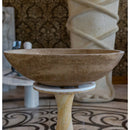 Noce Brown Travertine Natural Stone Oval Above Vanity Bathroom Sink (W)16" (L)21" (H)6" side view