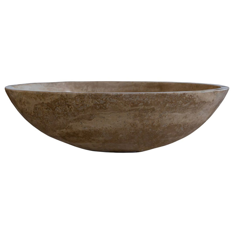 Noce Brown Travertine Natural Stone Oval Above Vanity Bathroom Sink (W)16" (L)21" (H)6" side view