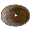 Noce Brown Travertine Natural Stone Oval Above Vanity Bathroom Sink (W)16" (L)21" (H)6" top view product shot