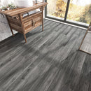 SPC Vinyl Rigid Core 7" Width 60" RL, 6mm Thick, 1.5mm IXPE  Nocturne Blade Silva Floors - Mazzia Collection Product shoot tile top view