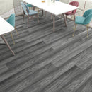 SPC Vinyl Rigid Core 7" Width 60" RL, 6mm Thick, 1.5mm IXPE  Nocturne Blade Silva Floors - Mazzia Collection Product shoot Dinning view