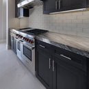 Oyster gray 4x12 glossy glass wall tile SMOT-GL-T-OYGR412 product shot kitchen view