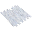Palia White Dolomite 2"x4" Brick Split Face on 12" x 12" Mesh Mosaic Tile