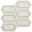 Pavilion picket 12x12 polished marble mesh mounted mosaic tile SMOT-BIANDOL-PAVPK8MM product shot multiple tiles angle view