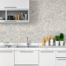 Pearla arabesque 10x10.2 glass mesh mounted mosaic wall tile SMOT-GLS-PEAARA8MM room shot kitchen view
