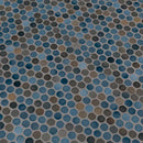 Penny round azul 11.5X12.63 porcelain mesh mounted mosaic tile SMOT-PT-PENRD-AZUL product shot multiple tiles angle view
