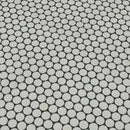 Penny round bianco 11.5X11.63 matte porcelain mesh mounted mosaic tile SMOT-PT-PENRD-BIAM product shot multiple tiles angle view