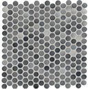 Penny round grigio mix 12.25X12.88 glossy ceramic mesh mounted mosaic tile SMOT-PT-PENRD-GRIMIX product shot multiple tiles close up view