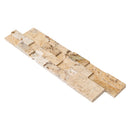 Philadelphia Ledger 3D Panel 6"x24" Natural Travertine Wall Tile - Full Truckload Honed one panel angle view