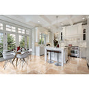 Philly travertine tile 12x12 honed filled PHL18x18HF installed on a modern kitchen floor