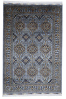 Hand-Knotted Zerkhaki Afghan Wool Area Rug – 6'11" x 10'3" | Elegant Grey-Toned Design