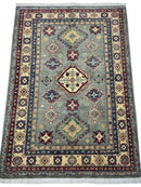 Hand-Knotted Afghani Kazak Wool Rug – 4’ x  6’