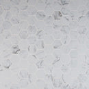Pietra carrara hexagon 12X12 glazed porcelain mesh mounted mosaic tile NCAR2X2HEX-N product shot multiple tiles close up view