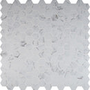 Pietra carrara hexagon 12X12 glazed porcelain mesh mounted mosaic tile NCAR2X2HEX-N product shot multiple tiles top view