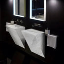 Handcrafted Triangle Wall Mount Bathroom Sink White Marble