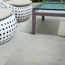 Porcelain pavers argento travertino matte rectified LPAVNARGTRA2424 product shot outdoor view 3