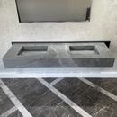 HANDCRAFTED ARMANI GREY HIGH ENGINEERED PORCELAIN DOUBLE SINK (ES-096)