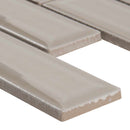 Portico pearl beveled 12X12 glossy ceramic mesh mounted mosaic tile SMOT-PT-PORPEA-2X6B product shot profile view