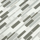 Positano interlocking 12X12 glass stone mesh mounted mosaic tile SMOT-SGLSIL-POS6MM product shot multiple tiles angle view