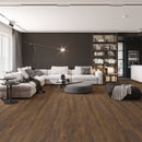 WPC Vinyl Rigid Core 9" Width 60" RL 8mm Thick, 1.5mm IXPE, Prime Chestnut,Opus Floors - Mazzia Collection living room view