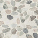 Puebla greige pebble 11.42X11.42 polished marble mesh mounted mosaic tile SMOT-PEB-PUEGREI product shot multiple tiles angle view