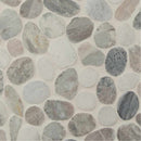 Puebla greige pebble 11.42X11.42 polished marble mesh mounted mosaic tile SMOT-PEB-PUEGREI product shot multiple tiles close up view
