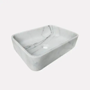 Turkish Handcrafted Calacatta White Marble Rectangular Vessel Sink 12x18 In Polished