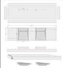Imperial White Marble Double Sink Above Vanity Wall-mount Bathroom Sink (W)21" (L)80" (H)8" technical drawing