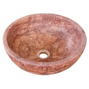 Red Travertine Natural Stone Round Above Vanity Bathroom Sink Honed/Matte (D)16" (H)6" angle view product shot