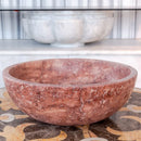 Red Travertine Natural Stone Round Above Vanity Bathroom Sink Honed/Matte (D)16" (H)6" side view