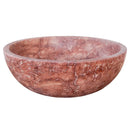 Red Travertine Natural Stone Round Above Vanity Bathroom Sink Honed/Matte (D)16" (H)6" side view product shot