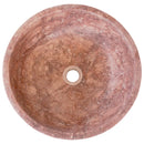 Red Travertine Natural Stone Round Above Vanity Bathroom Sink Honed/Matte (D)16" (H)6" top view product shot