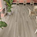SPC Vinyl Rigid Core 7" Width 60" RL, 6mm Thick, 1.5mm IXPE Renewed Beige Fidelis Floors - Mazzia Collection Product  shoot Hall view 2