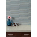 Renzo sky pickett 2.5x13 glossy ceramic blue wall tile NRENSKYPIC2.5X13 product shot multiple tiles living room wall view 2