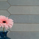 Renzo sky pickett 2.5x13 glossy ceramic blue wall tile NRENSKYPIC2.5X13 product shot multiple tiles living room wall view 4